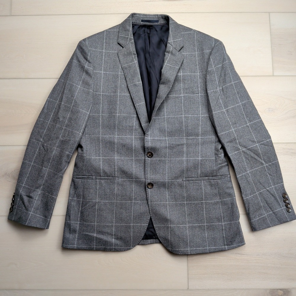 J Crew Ludlow Vitale Barberis Sport Coat Blazer 40S Gray Windowpane Wool Jacket
